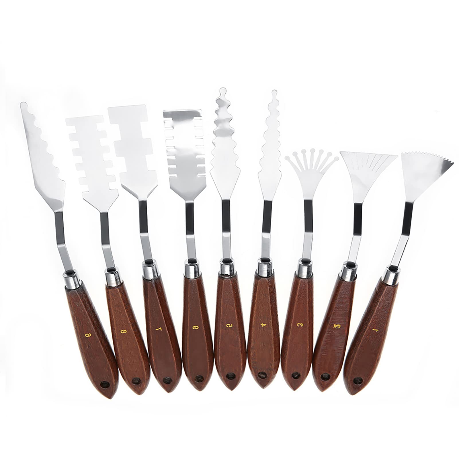 9PCS Professional Spatula Paint Mixture Scraper Set Artist Oil Painting Palette Knife Shapes Spatulas to Various and textures. Specifically Designed for Edges Youre Whether