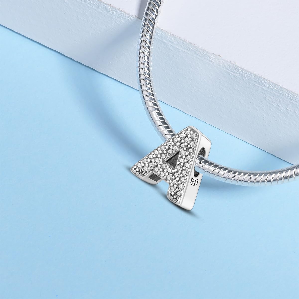 925 sterling silver bracelet necklace letter pendant, suitable for original bracelets, women's jewelry, 26 letter charm pendant, party birthday jewelry DIY gift - Image 4