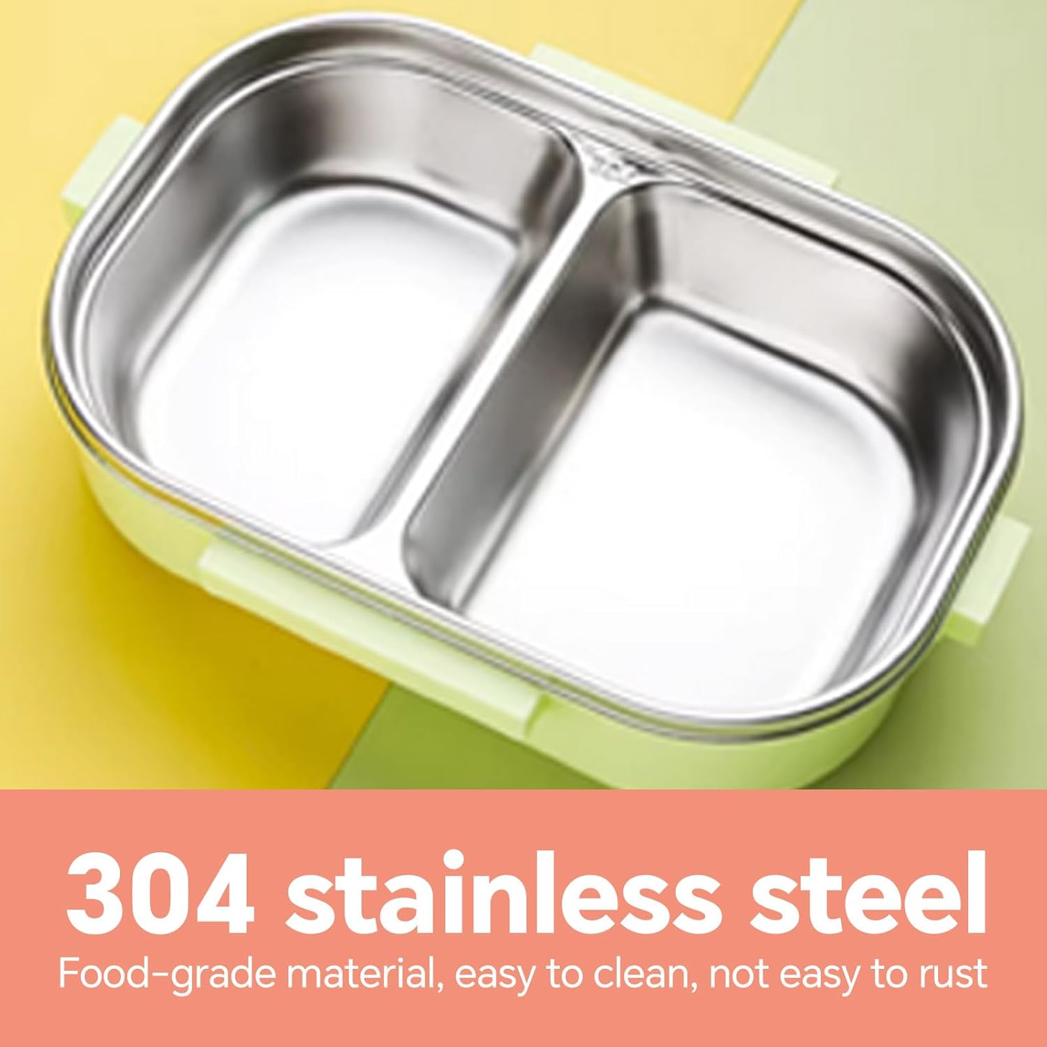 Lunch Box, 720ml 2 Compartments Food Lunch Containers with Spoon, Portable 304 Stainless Steel Kids Bento Lunch Box, Cold and Hot Food Storage, for School Picnic Office - Image 6