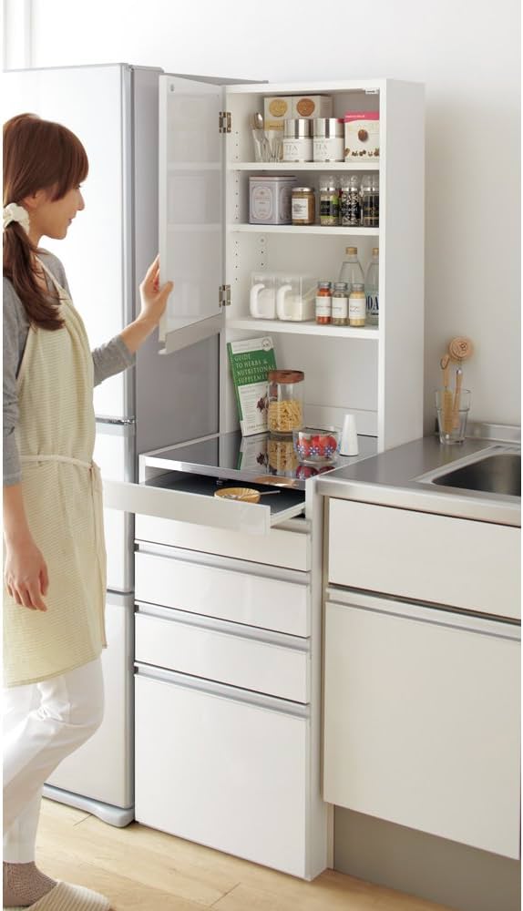 Amazon|家具 収納 キッチン収納 食器棚 キッチン隙間収納 光沢仕上げ