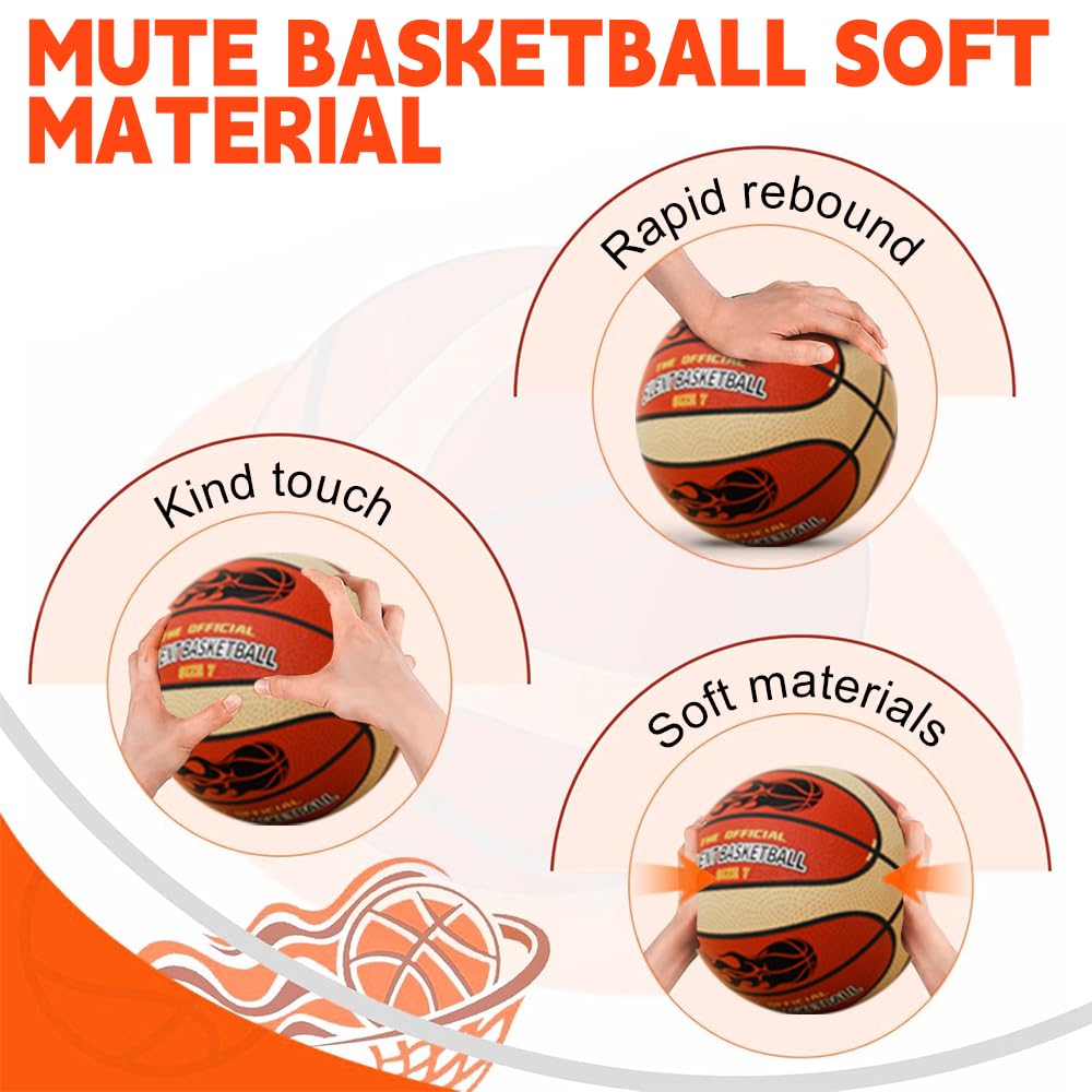 Silent Basketball, Silent Shot Basketball Größe 7, SilentBasketball Indoo, LautloserBasketball, Hochdichter Schaumstoff, Silent Ball Basketballs Für Training