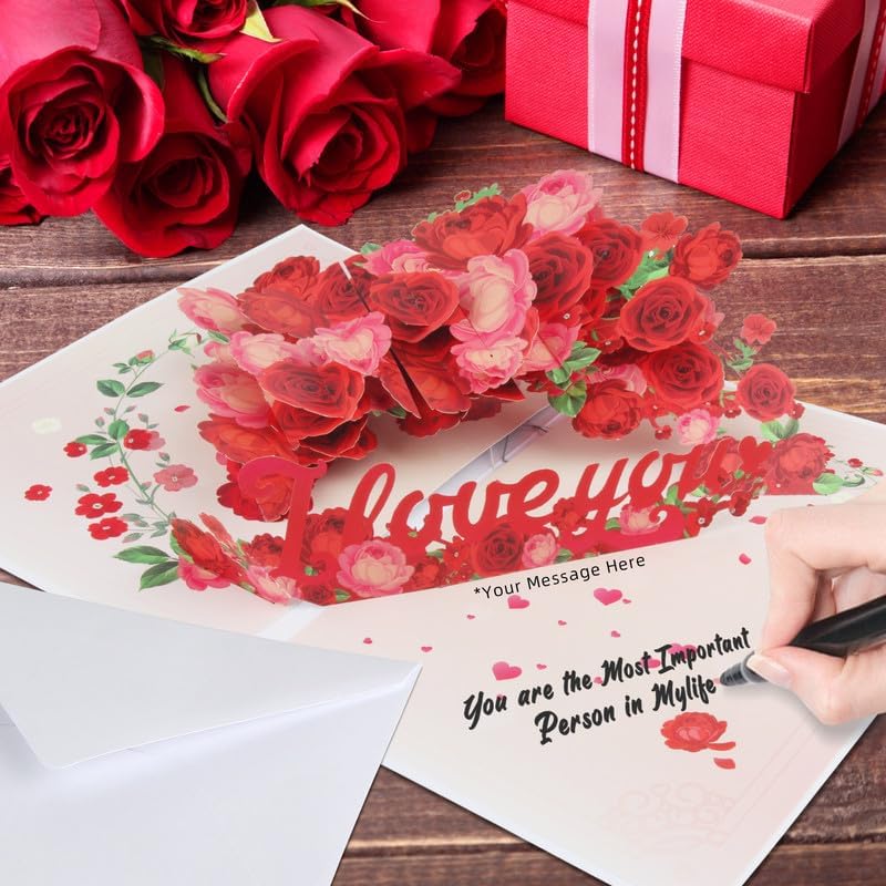 Miniatura 3 de XTF2015 Tarjeta del día de la madre, tarjeta emergente 3D con música y luz para madre con un montón de rosas para madre, abuela o hermana