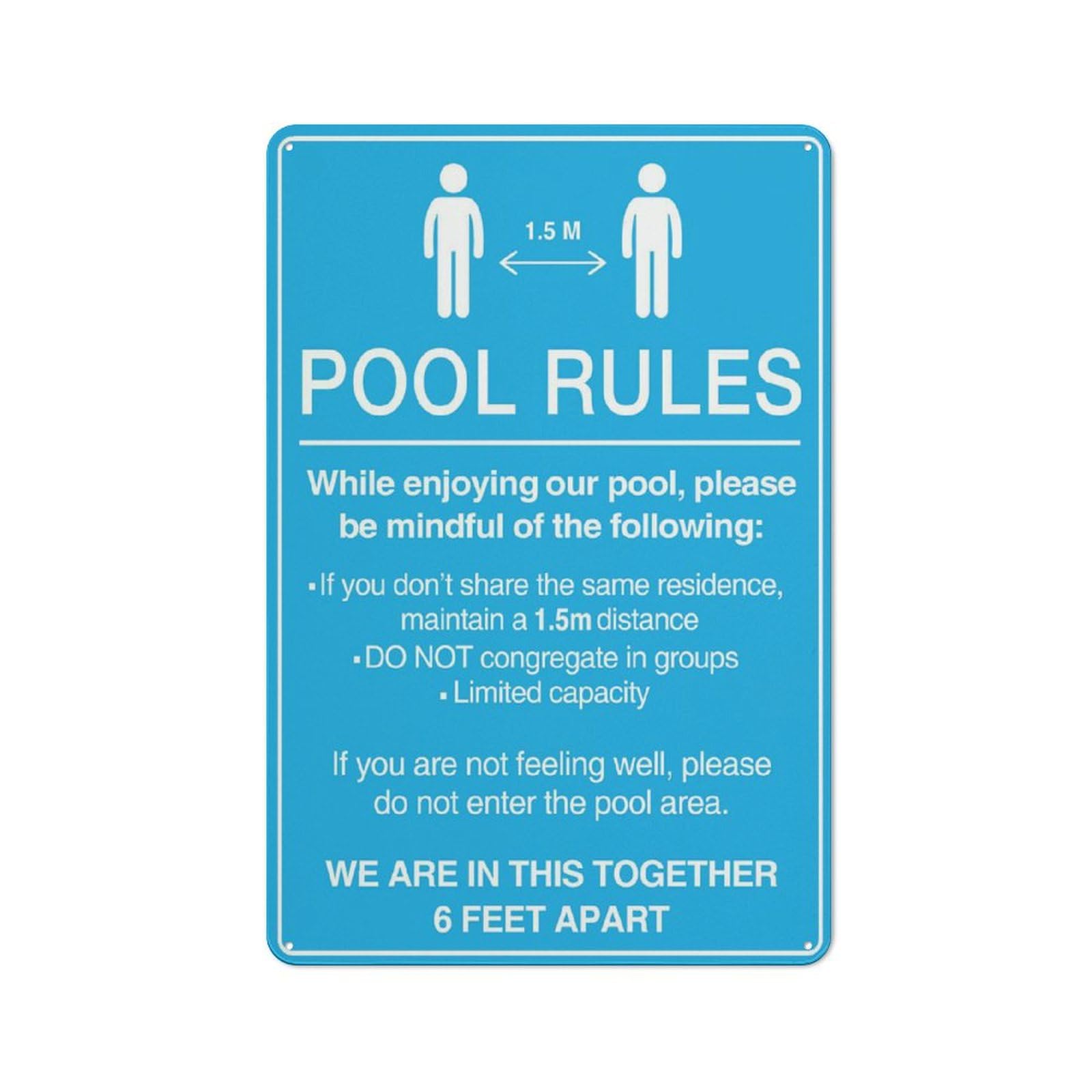 Pool Rules Sign Signs Outdoor, Uv Printed Aluminum 12 X 8 In, Weatherproof And Security Signs For Home Or Business