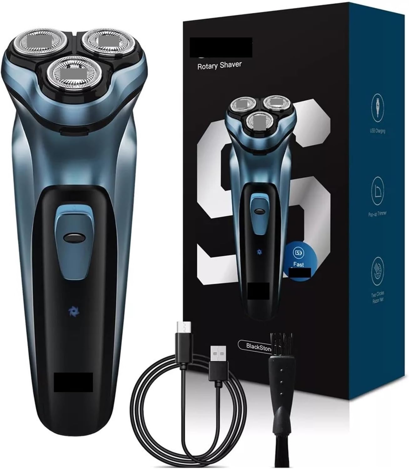 Fit for Electric for Men - 3D Floating Rotary Shaver with Smart Shaving System(Black)