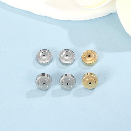 Miniatura 2 de Parte trasera de aretes de oro, parte trasera de aretes grandes  4 piezas de repuesto de aretes perforados de oro de 18 quilates para orejas caídas,