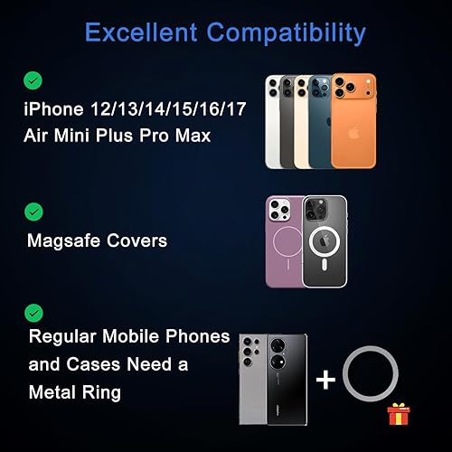 Miniatura 7 de Soporte magnético para teléfono con succión al vacío para navegación en el tablero del automóvil, soporte de teléfono con ventosa ajustable 360