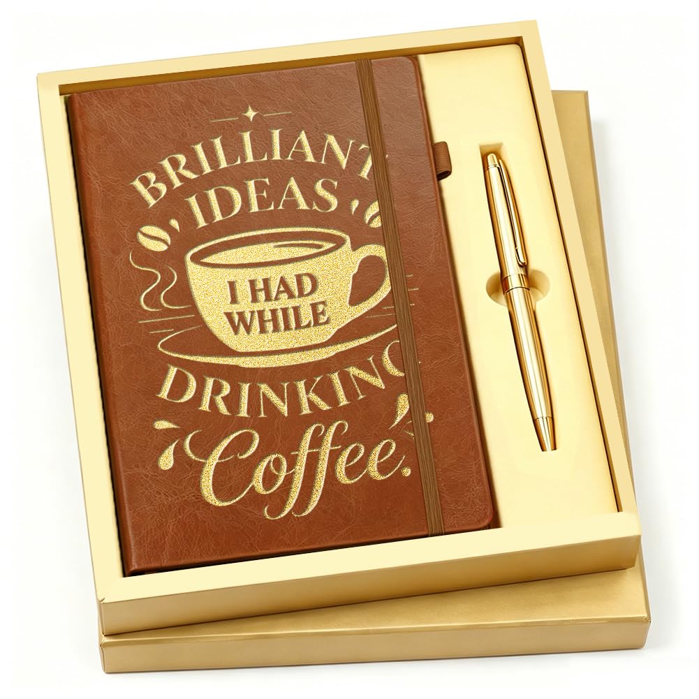 ANATTASOUL Coffee Journal Notebook and Pen Gift Set for Women Men