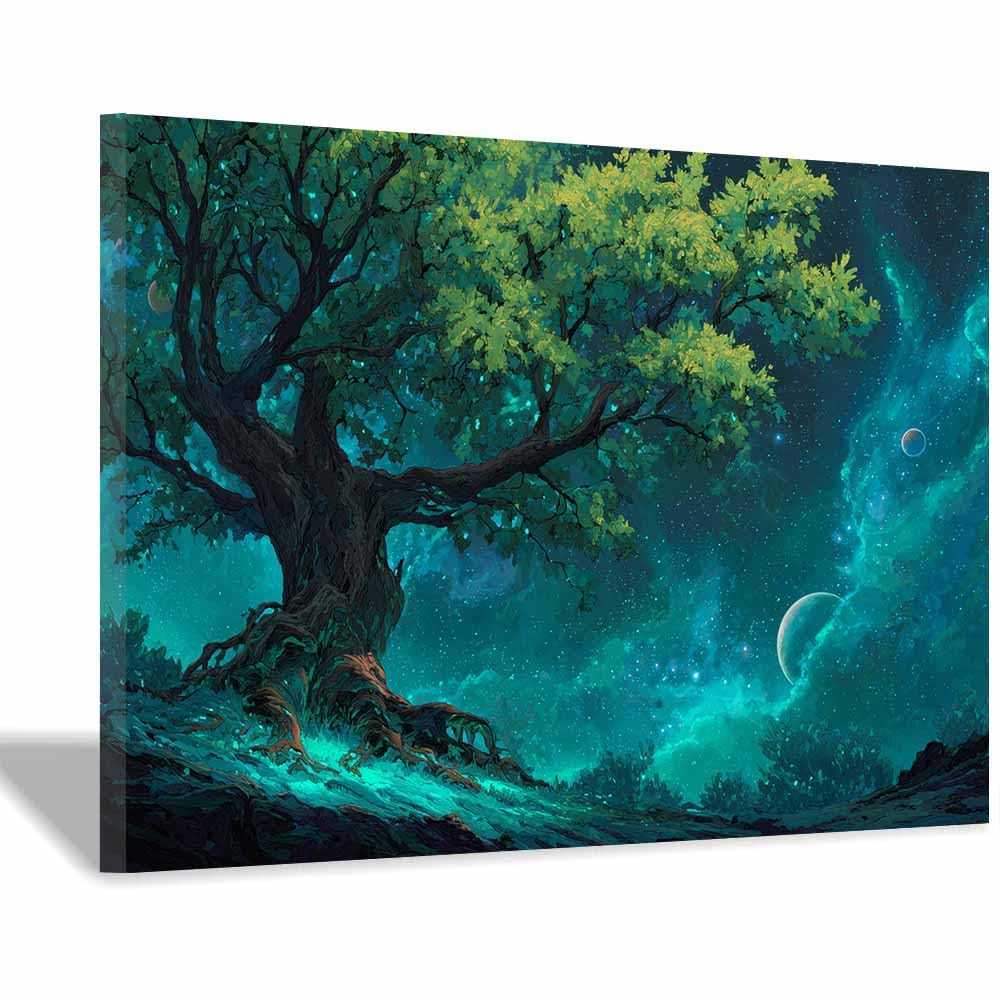 HOQIU Tree Of Life Wall Art Starry celestial tree canvas prints, nature wall art, for Bathroom Home Office Decor(Multicolor)-60x80cm Framed