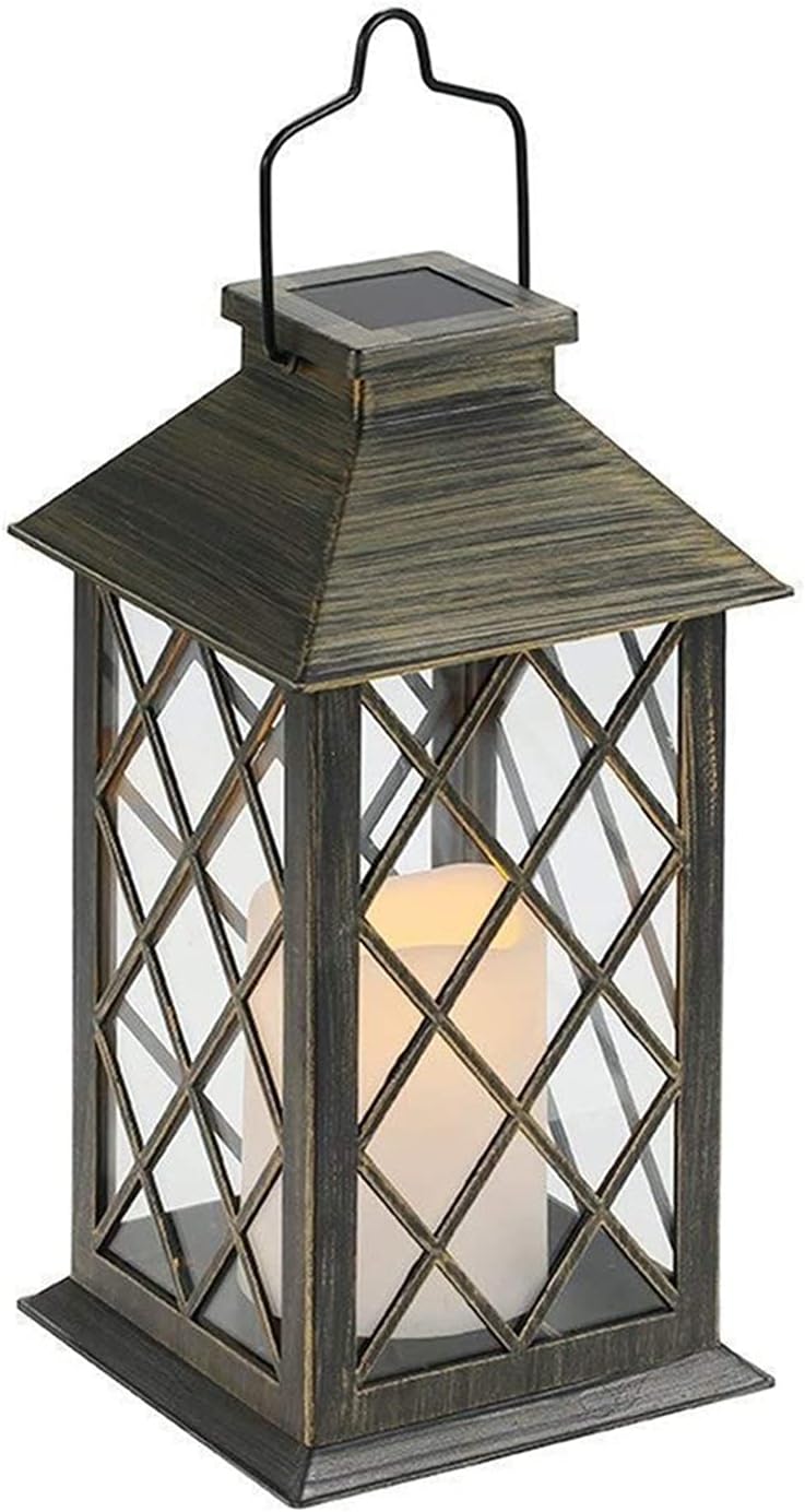 Solar Lantern,Outdoor Garden Hanging Lanterns Solar Powered Retro Lantern Candle Twinkle Light Waterproof Outdoor Garden Hanging Decoration Lantern ( Emitting Color : B )