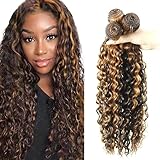 Vinmdonm Highlight Human Hair Bundles P1B/30 Deep Wave Brazilian Unprocessed Virgin Hair 3 Bundles 12-34 Inch Two Tone Black Mixed With Brown Hair Extensions