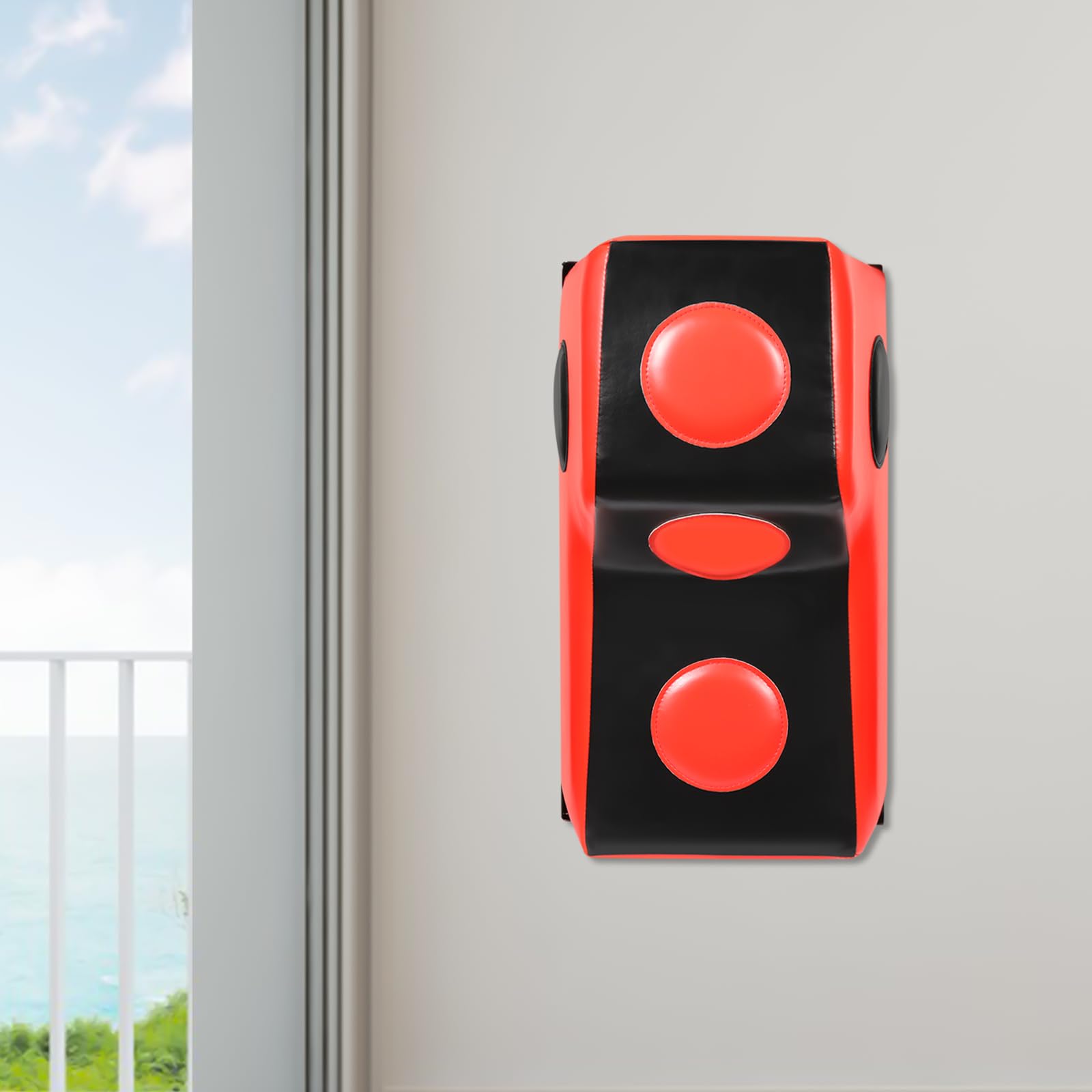 CNCEST Wall Mount Punching Bag, Space-Saving Boxing Training Equipment for Hooks, Wall Mounted Uppercut Boxing Bag for Bedroom, Study, Living Room, Gym (Red, Black)