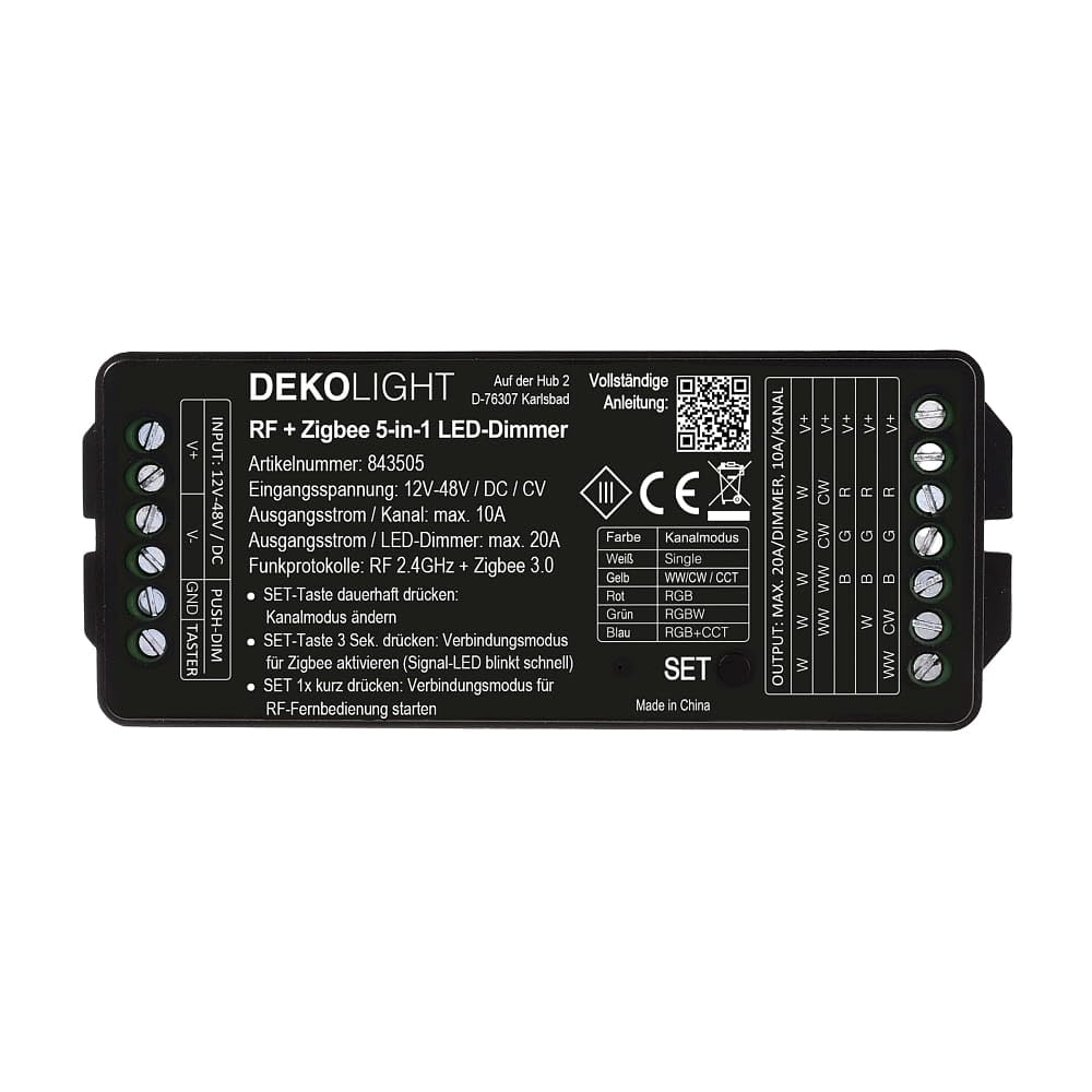 Deko-Light Sterownik RF-smart, ściemniacz LED 5 w 1, 5 kanałów, 12-48 V, 20 A, IP20, czarny