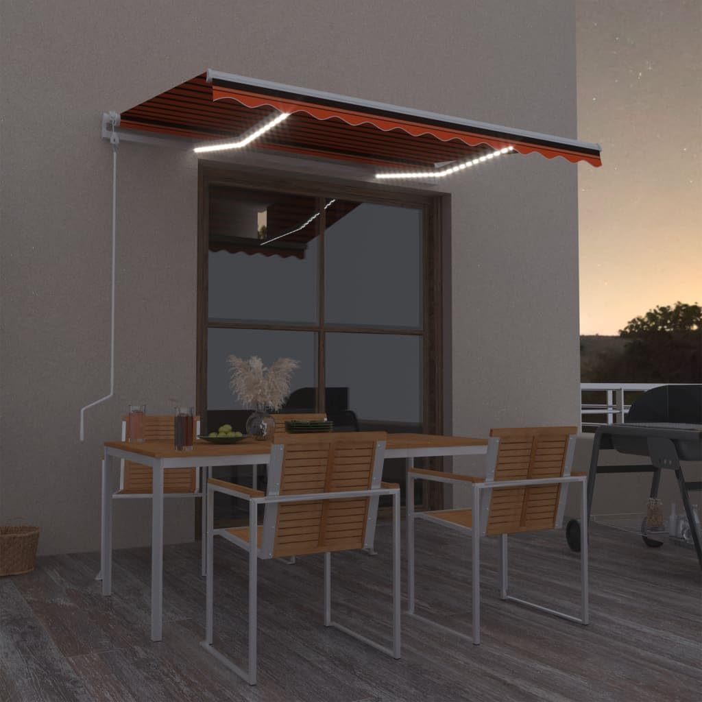 Zwijana markiza zewnętrzna 350x250 cm z pilotem, czujnikiem wiatru i lampkami LED, aluminiowa rama odporna na rdzę, poliester z powłoką PU, regulowany kąt i wysokość, otwierana