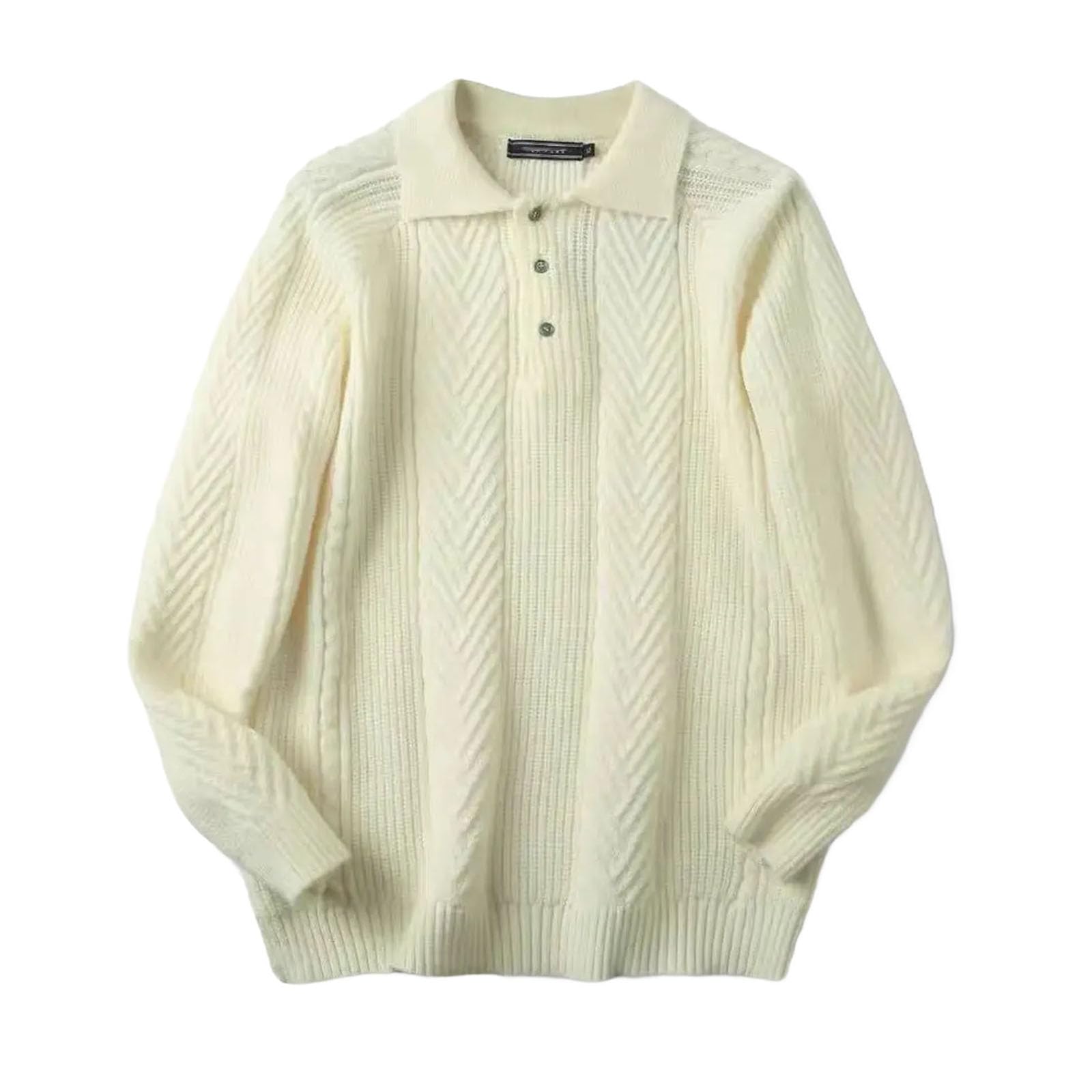 Uomini Casual Manica Lunga Risvolto Maglione Retro Light Maturo Polo Camicia Maglia