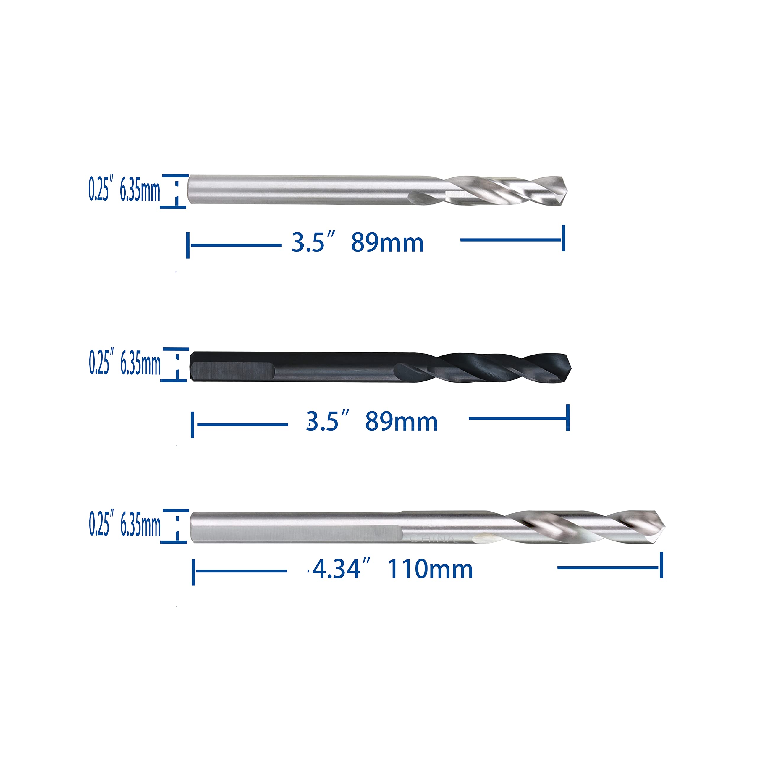 MKC (12 brocas helicoidales de 1/4 pulgadas) – PLG2SUPT - Broca piloto de 0,6 cm, broca de acero de alta velocidad HSS para sierra perforadora, 12 piezas, uso en madera, metal.