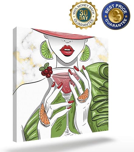 Miniatura 9 de Lienzo decorativo para pared, decoración de pared con marco para mujer, textura de mármol, pinturas al óleo de limón, cóctel, arte de pared, listo
