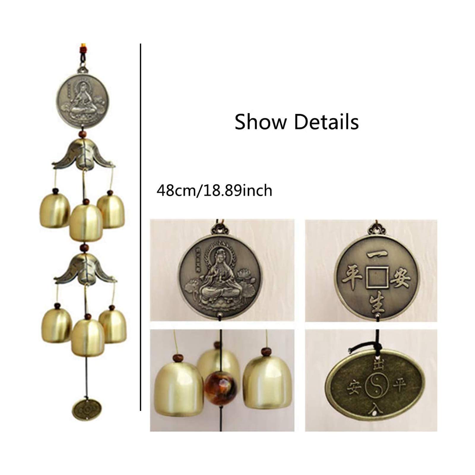 Campanelli eolici per Il Giardino, Feng Shui Wind Chimes Cina incombe Decorazione-Giardino in Metallo Wind Chime Esterna Campana Interna Wind Chime Decorazione Domestica,Guanyin