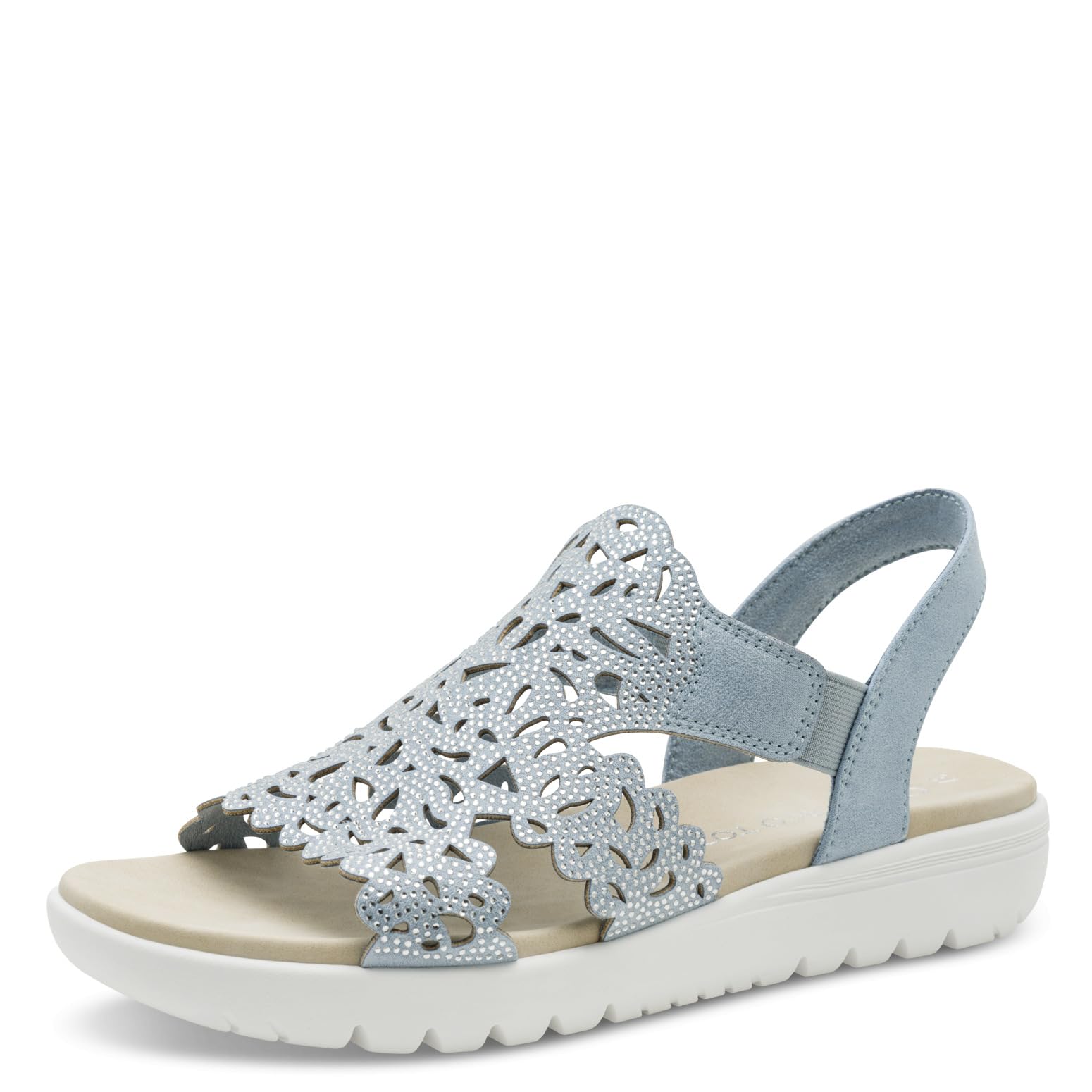 MARCO TOZZI Women Sandal soft Feel Me footbed Vegan soft lining Fashionable, blue (LT.BLUE), 5.5 UK