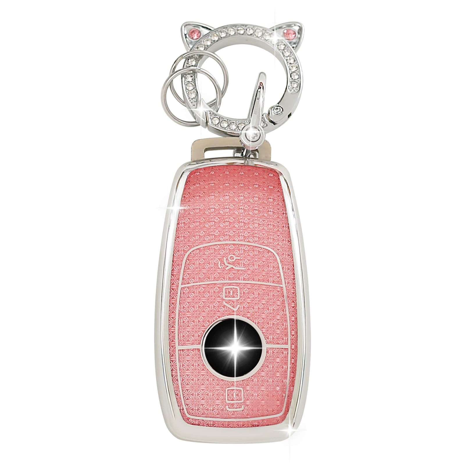 RUXYAXFOL TPU-Auto-Schlüsselhülle, kompatibel mit Mercedes-Benz S/A/G/B/E/C- Klasse, AMC, CLA, CLE, CLS, GLA, GLC, GLE, GLK, GLS, W221, W222, intelligente Autoschlüsselhülle, 2 Stück, Schwarzsilber