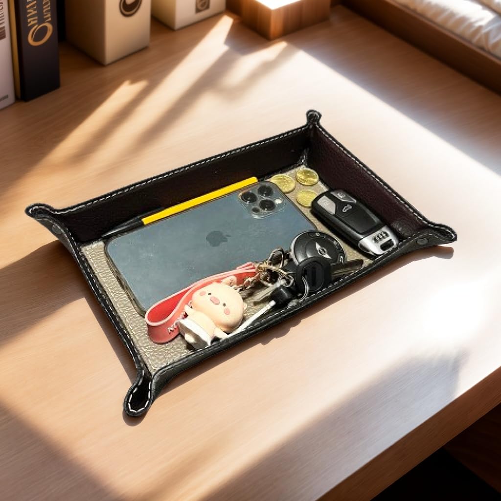 Opróżniacze do kieszeni, nowoczesny design, zestaw 2 pustych kieszeni - z prawdziwej skóry - organizer na biurko - pomysł na prezent dla mężczyzn i kobiet, na biżuterię, klucze, telefon