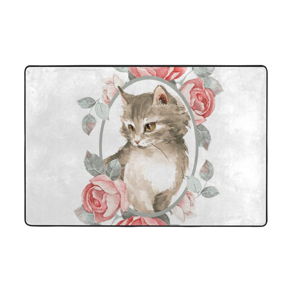 Tapis chat aquarelle velours corail grand tapis de salon anti-froid