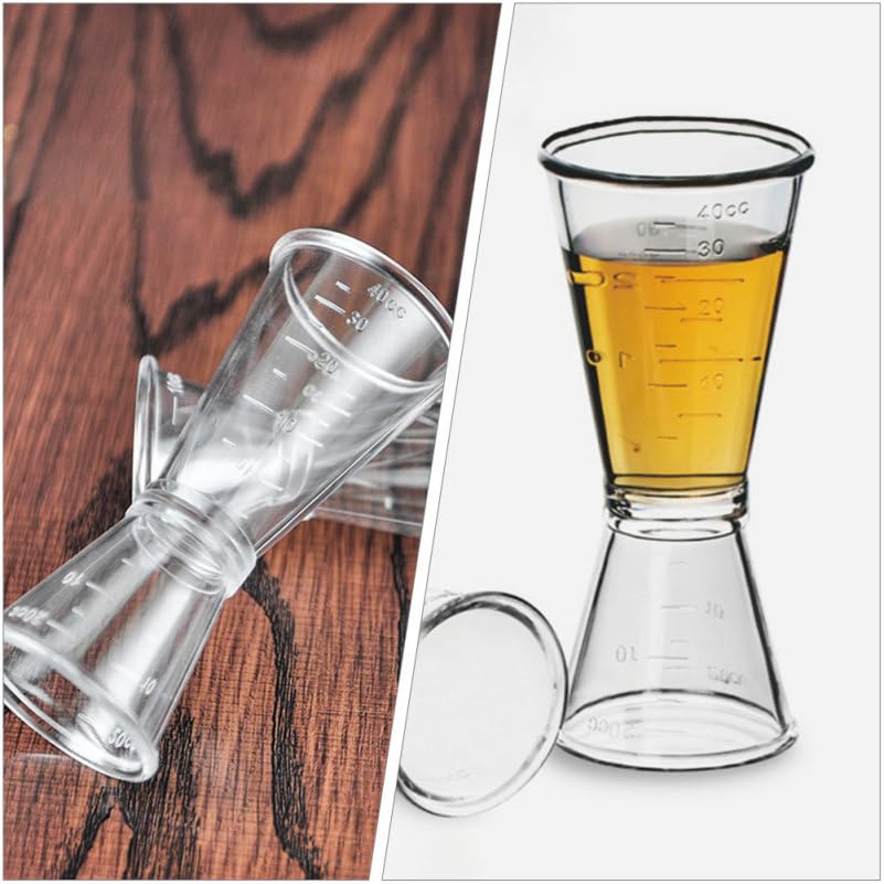 ULTECHNOVO Lot de 6 tasses à mesurer en plastique à double doseur à cocktail à long manche
