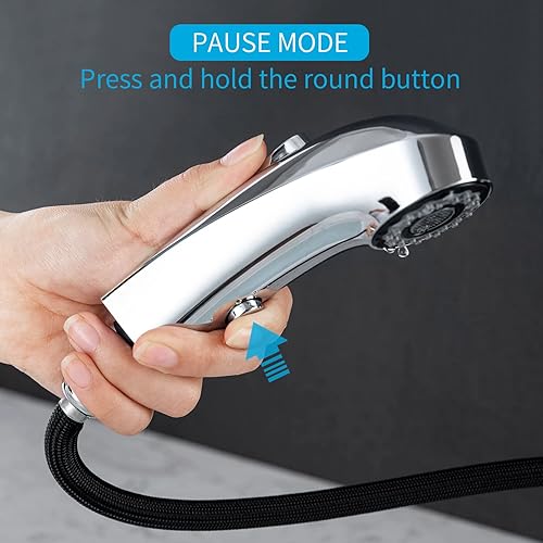 Miniatura 3 de MIAOHUI Grifo de baño extraíble cromado, grifo de lavabo de baño de un solo orificio con 3 modos de rociador, grifo de tocador moderno de una manija