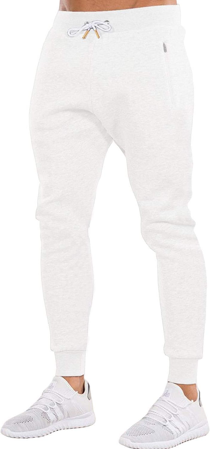 Men's Gym Jogger Pants Slim Fit Workout Running Sweatpants with Zipper Pockets