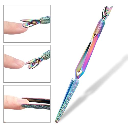 Miniatura 10 de Herramientas de acero inoxidable para manicura y cutículas, multifunción, herramienta de manicura