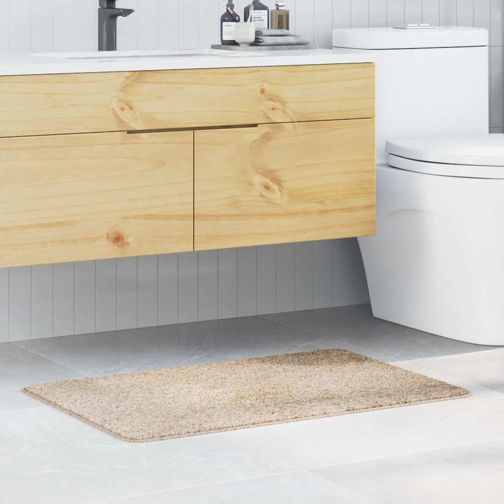 Tappetino da Bagno Antiscivolo Crema 60 x 90 cm PP