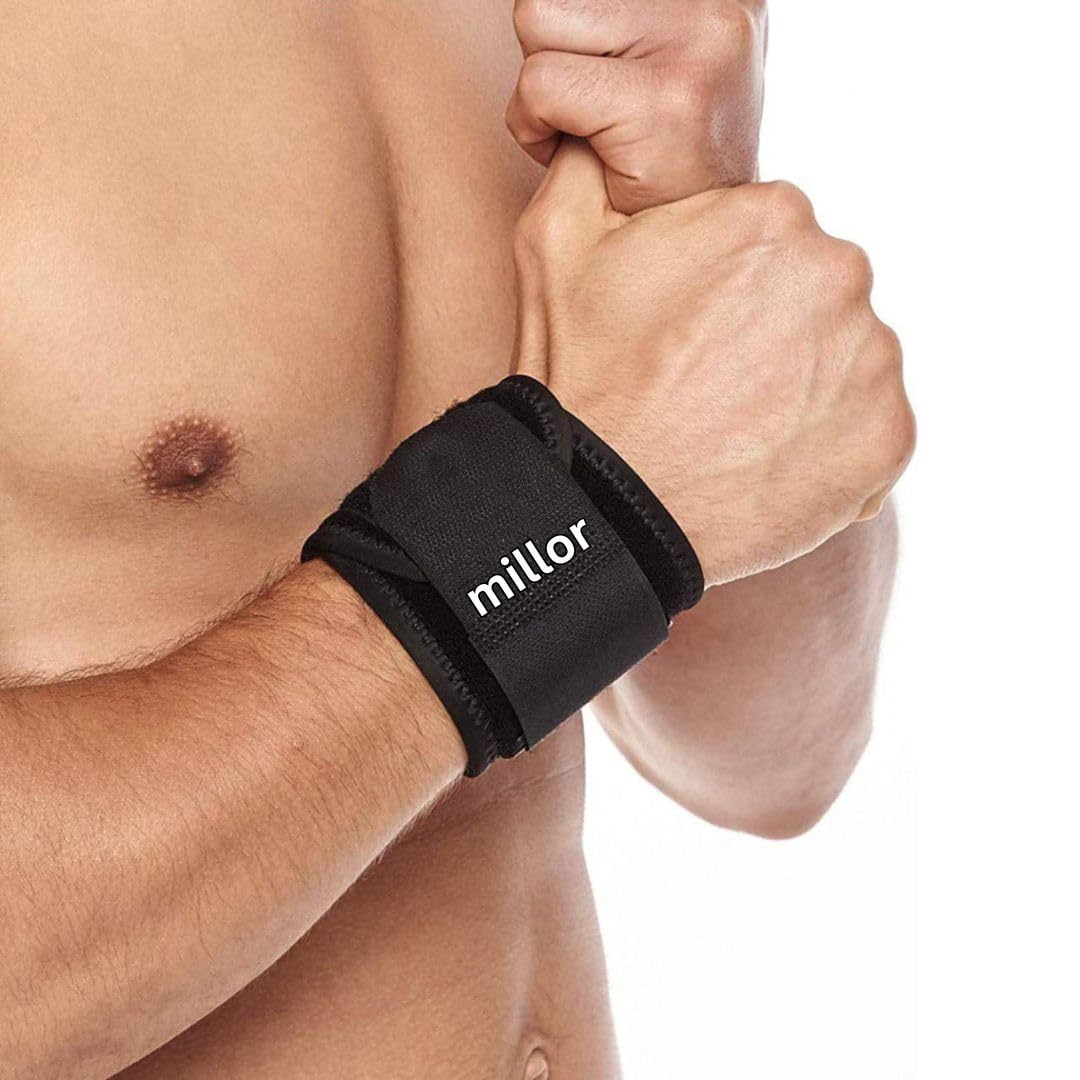 MILLOR Wrist Band Support for Gym, Black Universal Size-image-2