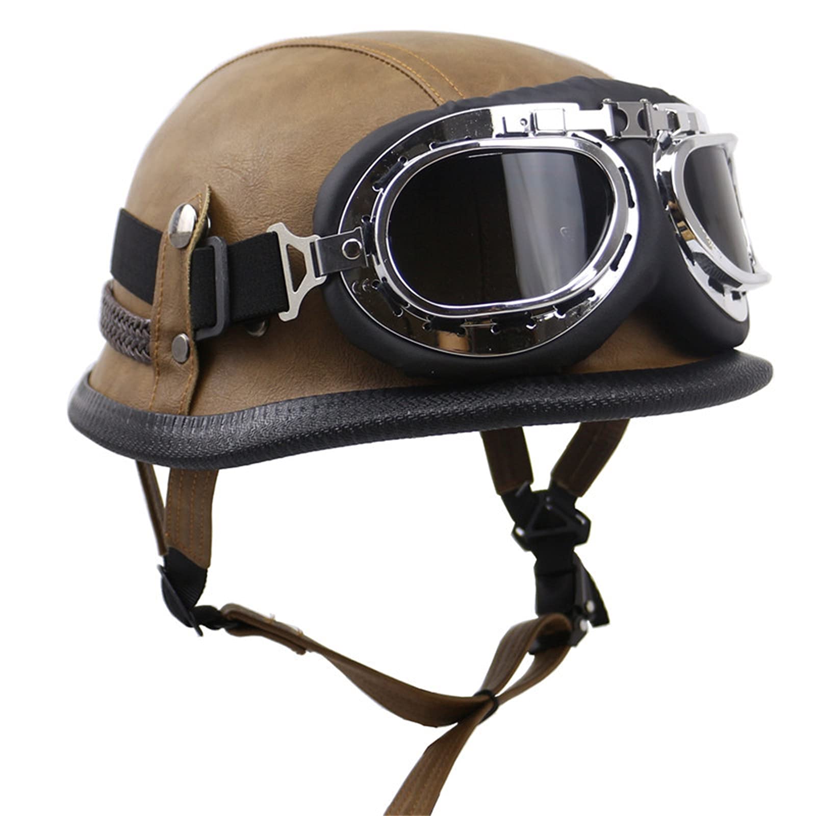 Mezzi Caschi Stile Vintage Casco Moto per Donna Uomo Adulti con Visiera,Aperto Vintage Caschi da Moto DOT/ECE Omologato,per Donna E Uomo Adulti