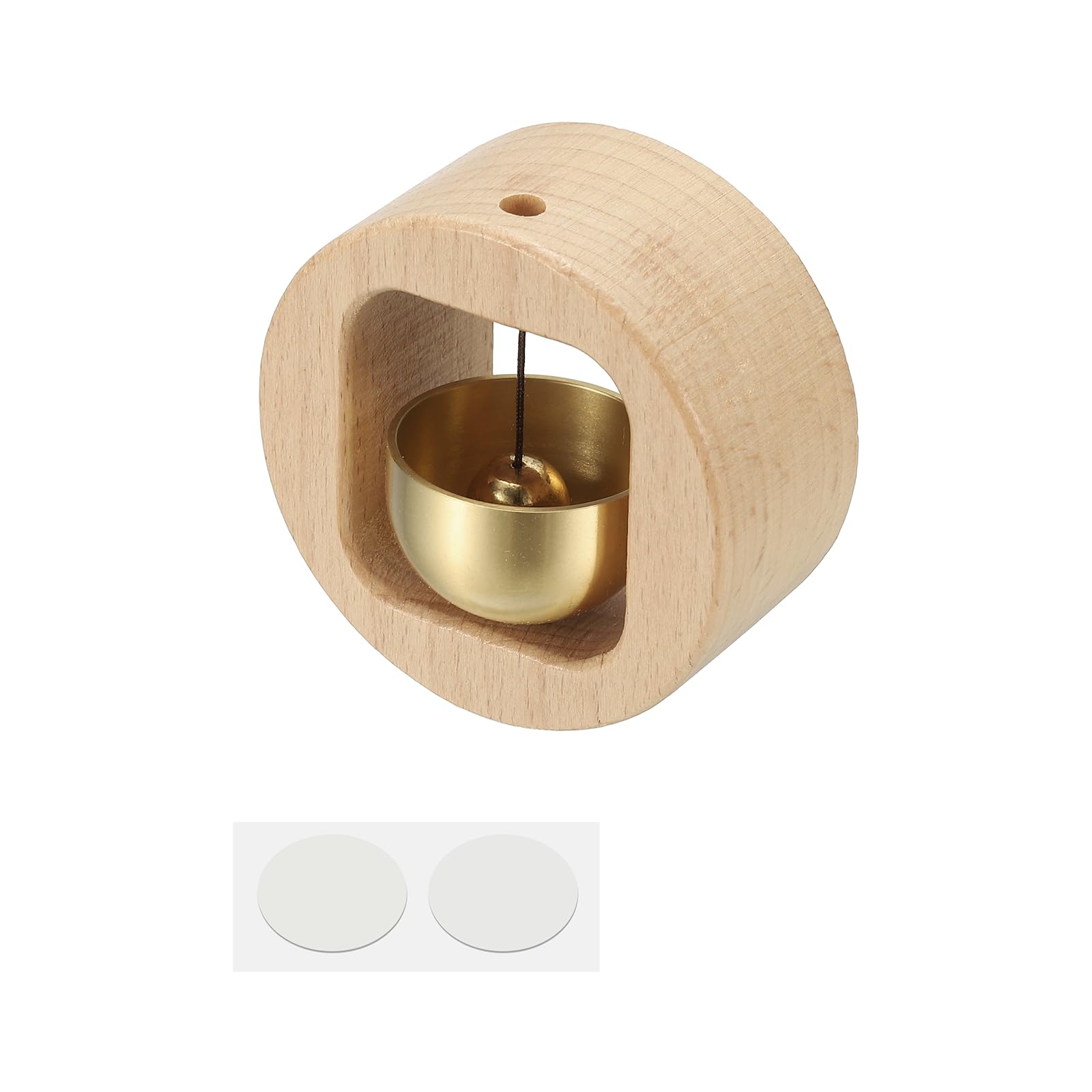 PATIKIL Shopkeepers Bell, Wood Chime Hanging Magnetic Door Bell Self-adhesive Hanging Jingle Doorbell for Door Opening Business When Entering Refrigerator Decoration, Beige, Coin