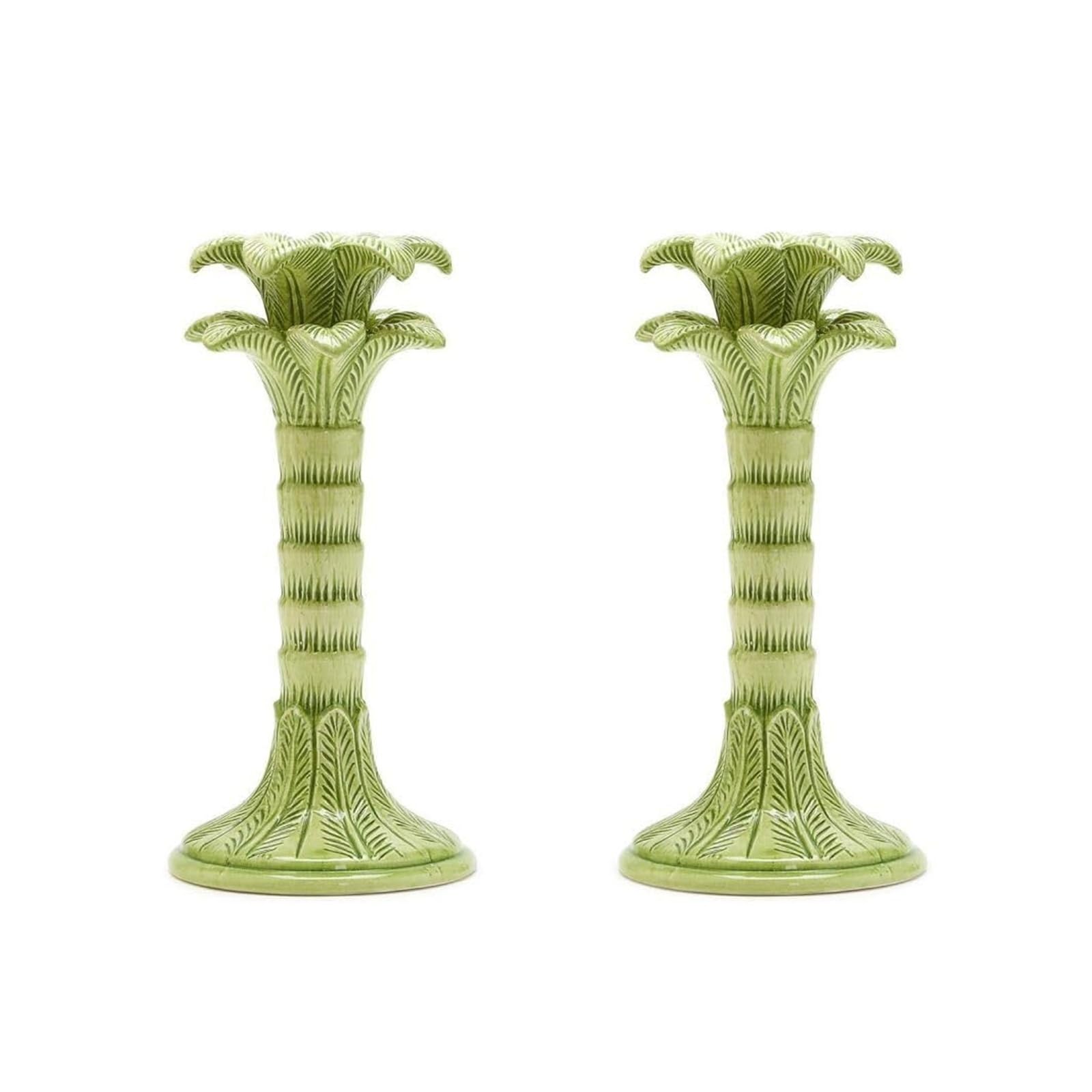 Candelabros Juego de 2 candelabros cónicos con Hoja Palma Verde Decoración para Fiestas
