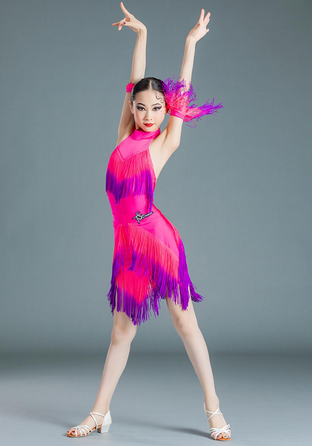Mädchen Fransen Latein Tanzkleider Tanz Performance Wettbewerb Kleider Cha Cha Rumba Samba Tanzbekleidung Performance Kostüm (164)