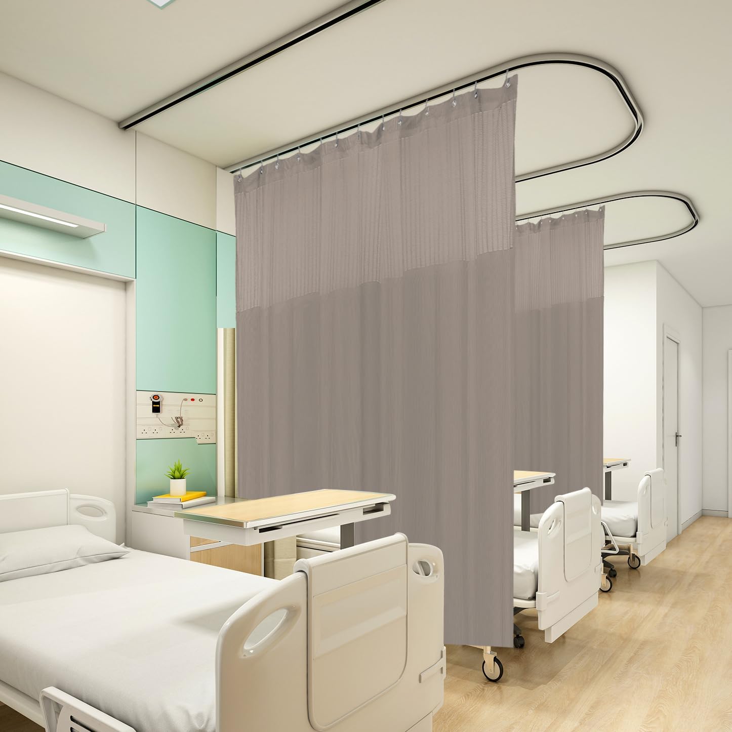 Flame Retardant Hospital Curtain Room Divider with Grommet, Cubicle Room Divider Privacy Medical Curtain for Hospital, Medical Clinic, Lab,School(1 Panel, 12X8FT,Grey)