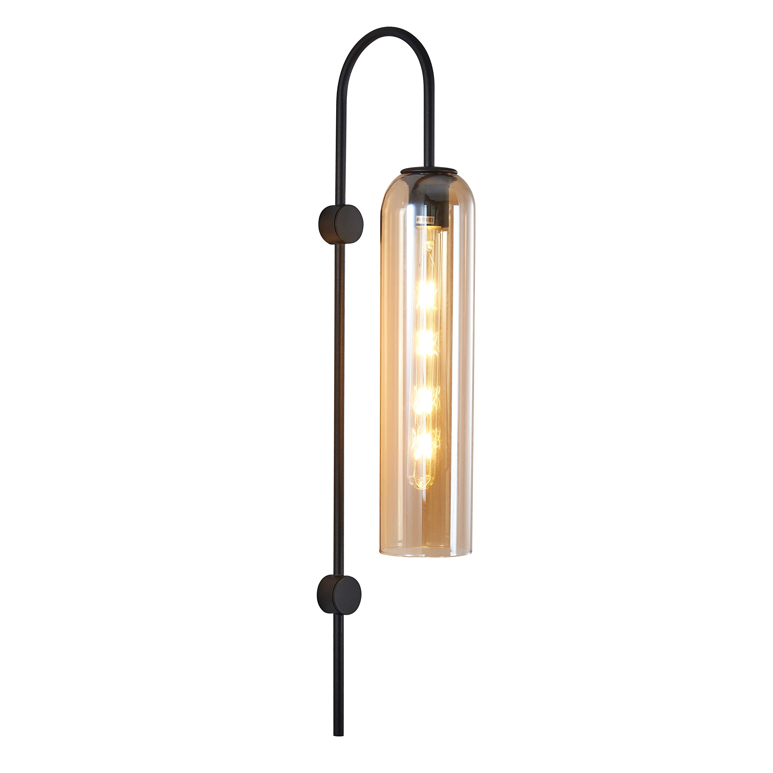 BOKT Modern Wall Sconces 1-Light Wall Mounted Light Mid Century Modern Wall Decor Stylish Lighting Lamp Long Tube Glass Vanity Light Fixture (Black+Amber, Hardwired)…(Similar no same) color is Gold