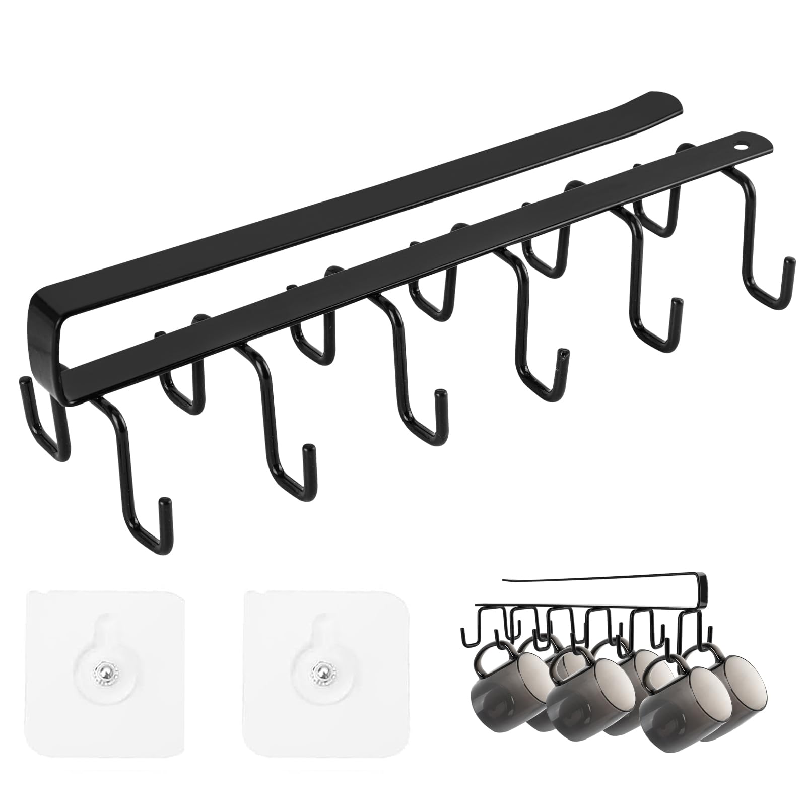 QINGHEC 1 Pcs Under Cupboard Mug Holder, Espresso Cup Holder, Mug Hooks Under Shelf 25cm, Under Cabinet Cup Holder, Mug Hanger Under Shelf for Cups Organizer and Kitchen Utensils