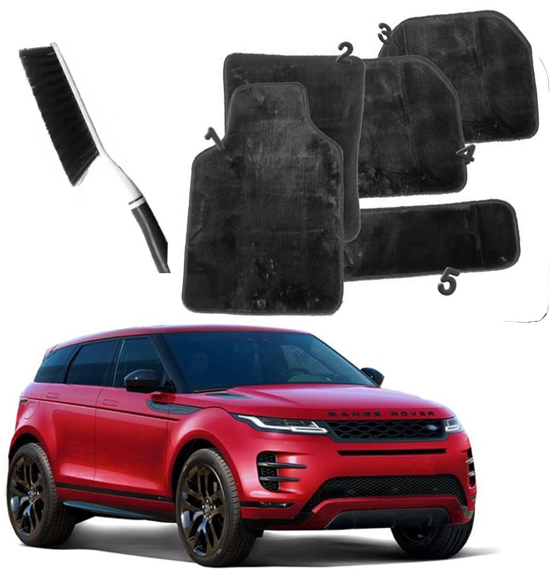 CFT California Car Floor Mats for Range Rover Set of 5 Mats Soft Plush Carpet Mat With Mat Cleaning Brush