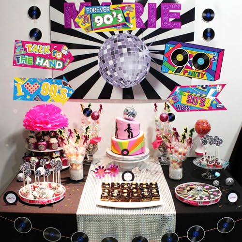 Image of 20 Pieces 90s Party Sign Decorations Back to The 90s Directional Signs Retro Hip Hop Birthday Decorations for Door Wall Yard Photo Booth Props Neon Themed Party Supplies