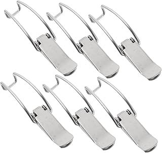Uonlytech 6pcs Elastic Shock Absorbing Buckle Toggle Hasp Clamp Spring Loaded Hasp for Box Lock Buckle for Box Nickel Plated Iron Latch Hasp Box Lock Buckle Cupboard Lock Silver Clamp
