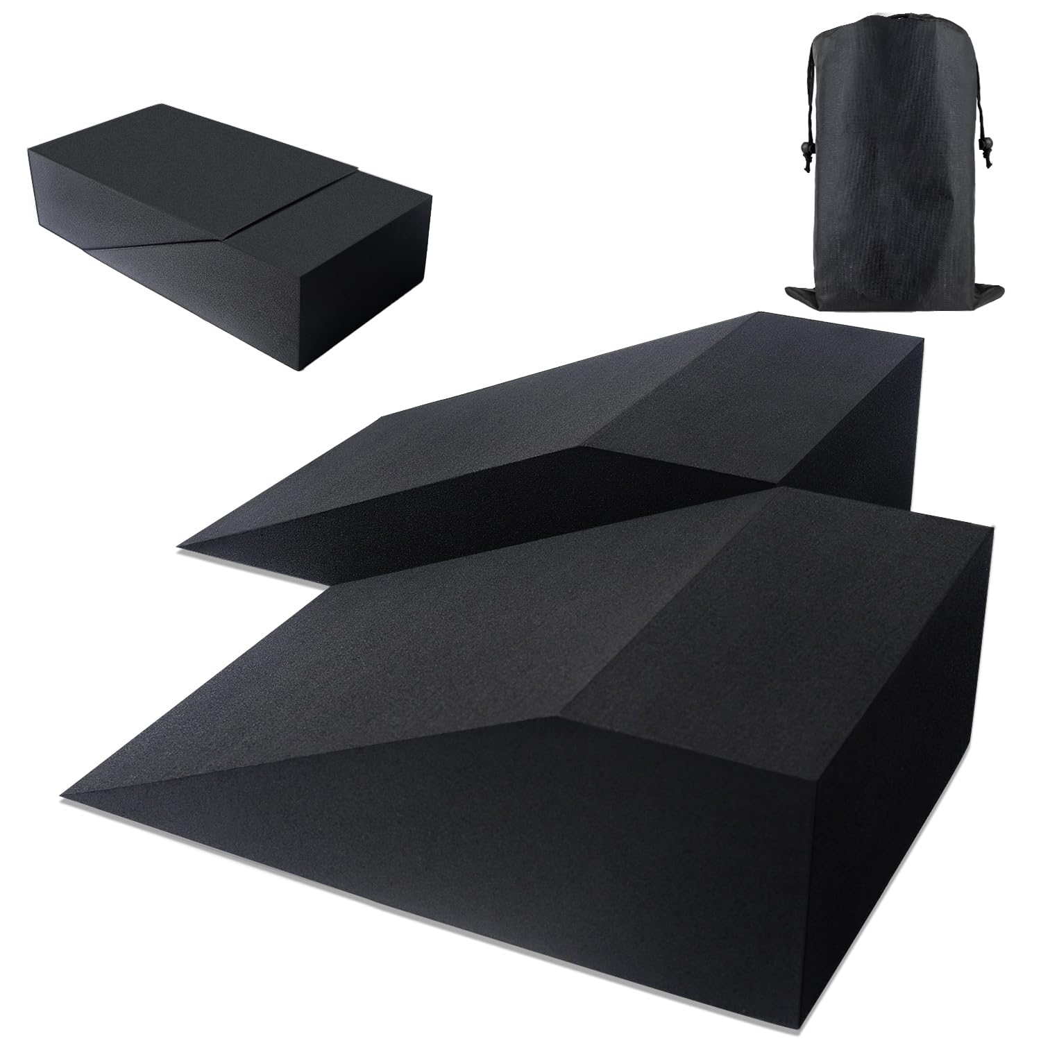 Non-slip Lightweight Squat Wedge Blocks and Yoga Blocks In One, for Heel Elevated Squat, Weightlifting Calf Stretcher, Workout Wedge Blocks, Improve Mobility Balance and Strength Performance, Slant