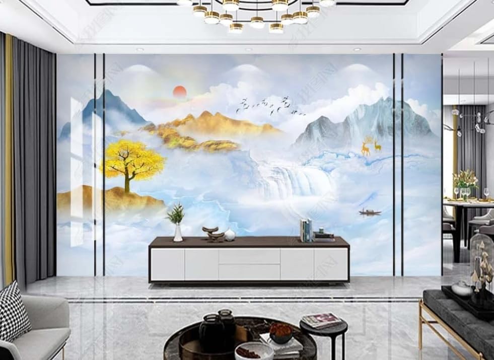 Paysage chinois papier peint panoramique grand format pour chambre et salon