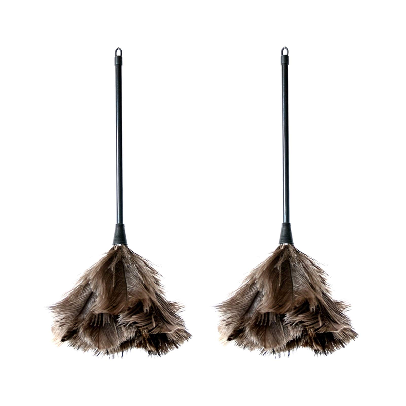Djgkenvq One Color Brush For Cleaning, Precipitator 2 Pcs Premium Quality Genuine Ostrich Feather Duster - Thick Soft Feathers - Attracts Dust Particles - Easy Efficient Dusting - Duster For Home