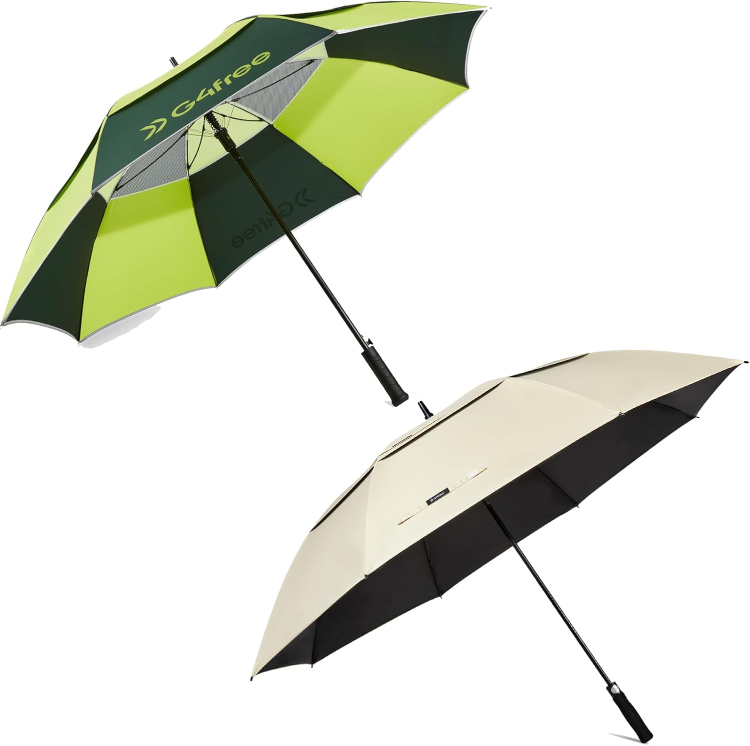 G4Free 62 Inch Lightweight Large Golf Umbrella Carbon Fiber Oversize Double Canopy Vented with Reflective Stripe+ 68 Inch UV Protection Golf Umbrella Auto Open Vented Double Canopy Oversize Umbrella