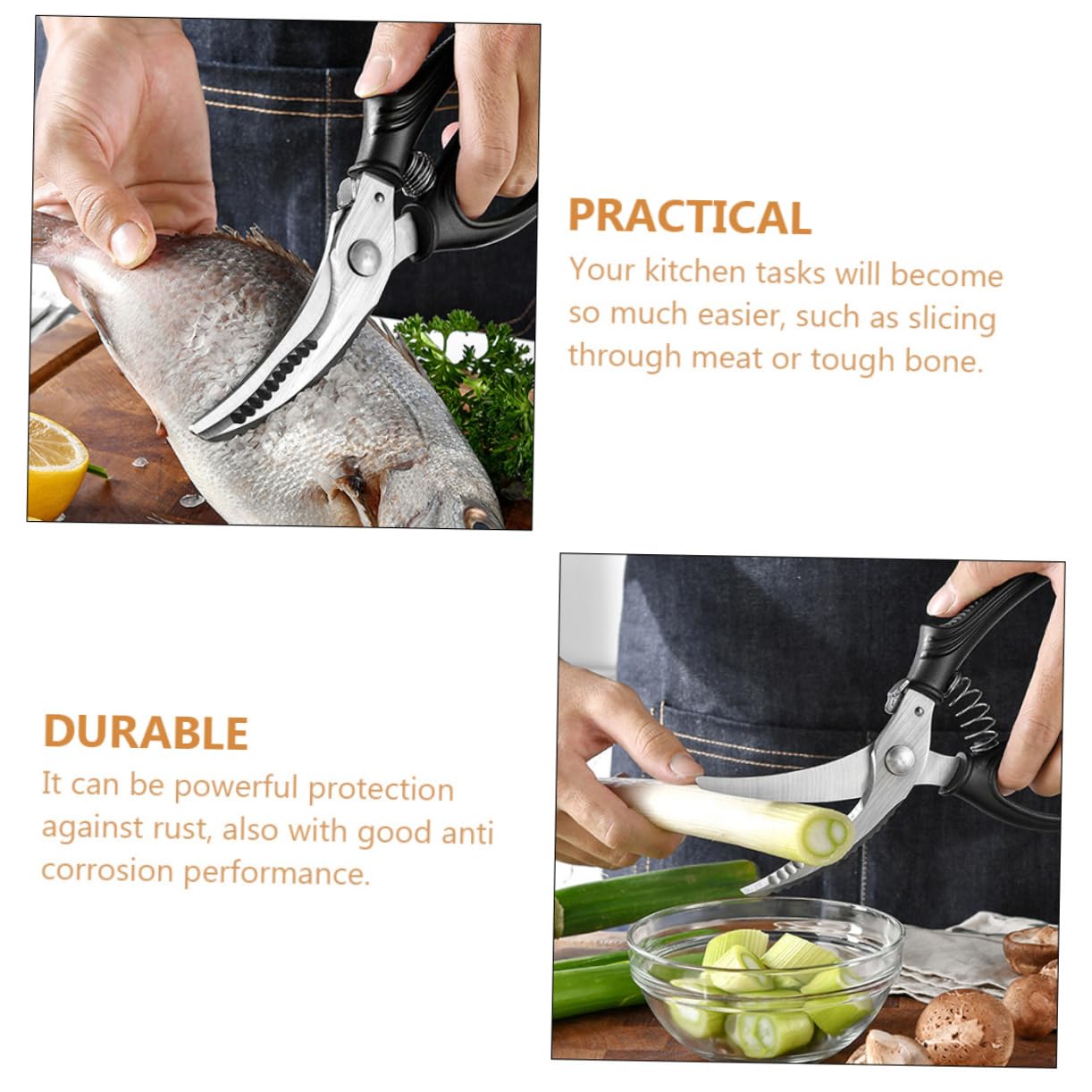 Forbice da Cucina per Pollo e Ossa, Acciaio Inox Nero