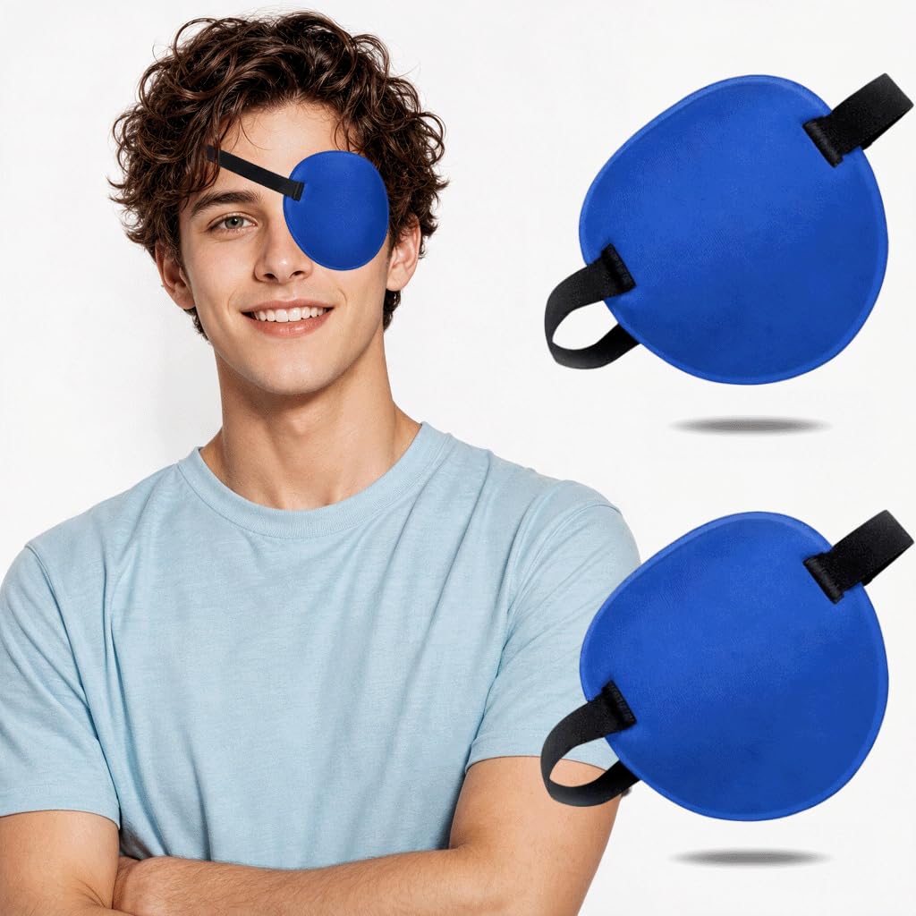 2PCS Eye Patch Medical for Adults and Kids, Left and Right Eye, Blue