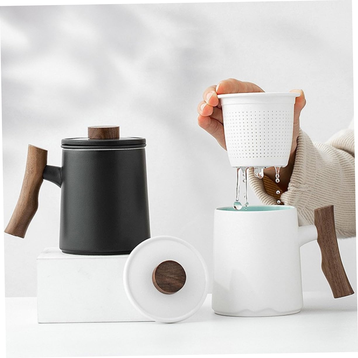 Tazza Ceramica Con Manico e Filtro Capacità Elegante Tazza Da Tè Per Casa e Ufficio Design Stile Semplice Per Infusi e Tisane Per Amanti Del Tè e Del Caffè