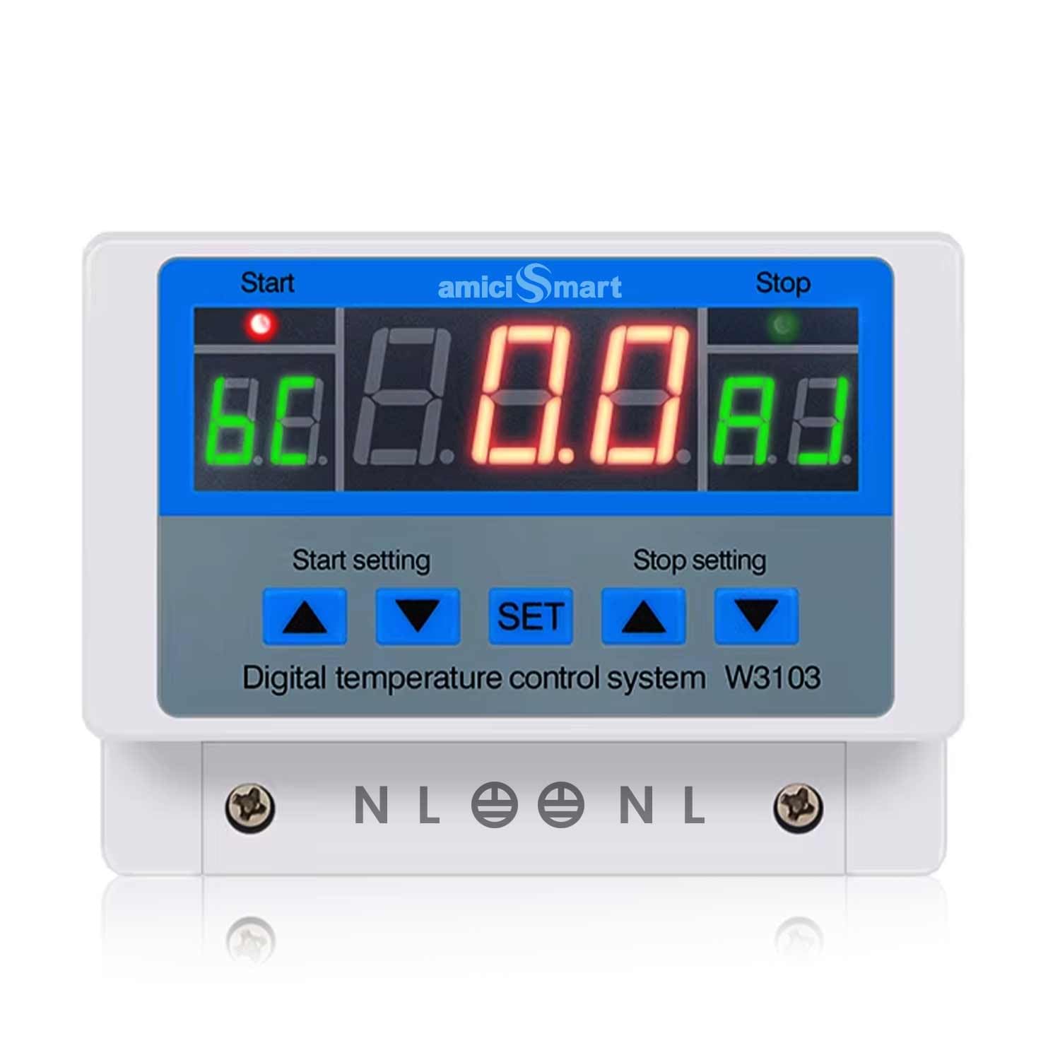 amiciSmart W3103 Digital Temperature Controller 220V AC | 30A Thermostat Switch with Sensor | -19 to 99℃ Temp Control | 5000W Output for Industrial & Home Use-image-3