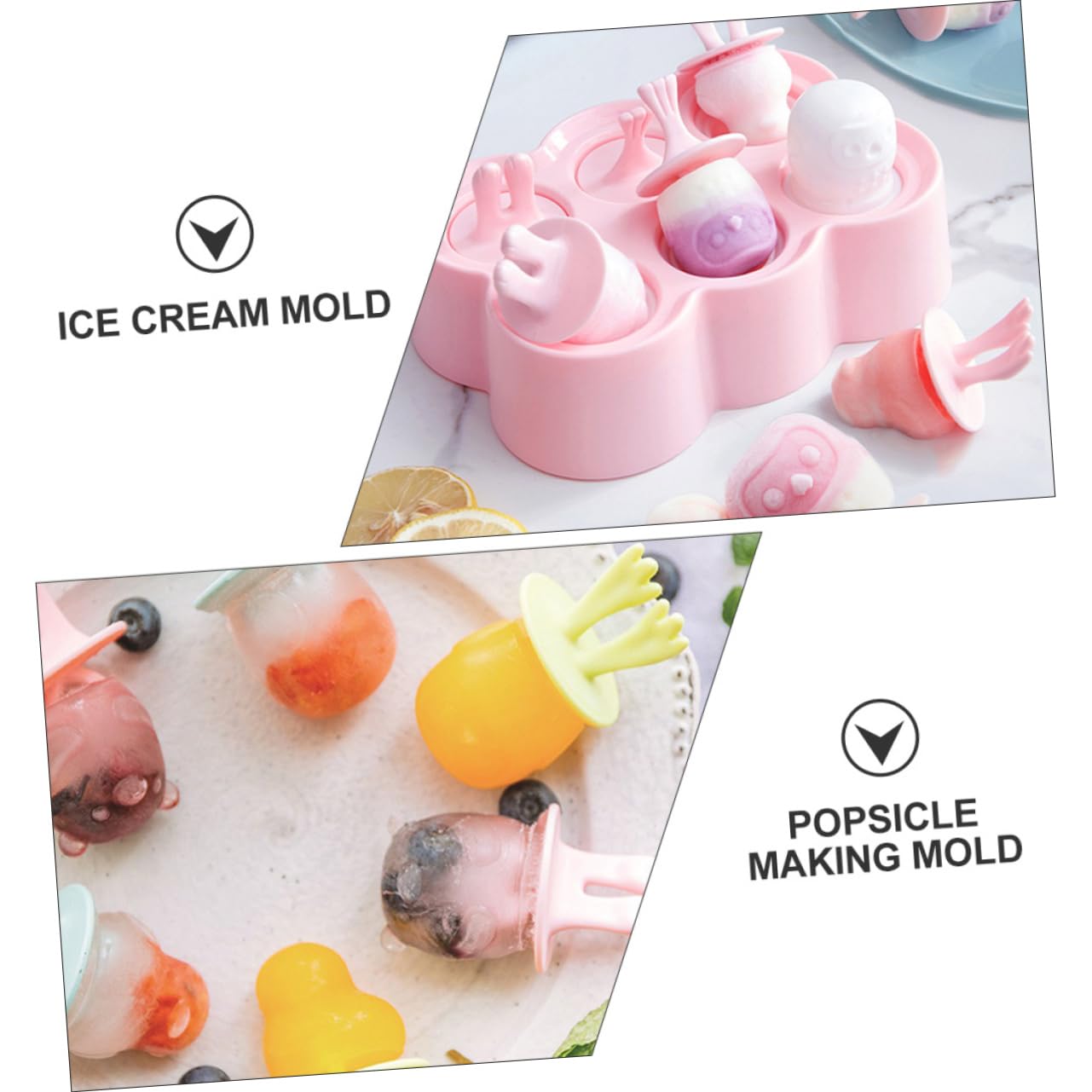 4 Moules à Glace en Silicone, Forme Animaux, Réutilisables et Légers, Faciles à Nettoyer, pour Préparation DIY de Glaces Maison